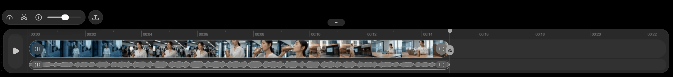 Step 5：将生成结果添加到时间线进行预览和粗剪：选择满意的视频结果，点击「添加到时间线」