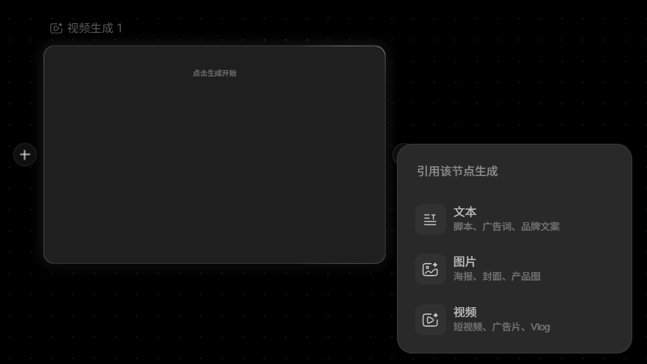 2.2 认识常用节点:点击节点右侧的「+」按钮,可以基于当前节
